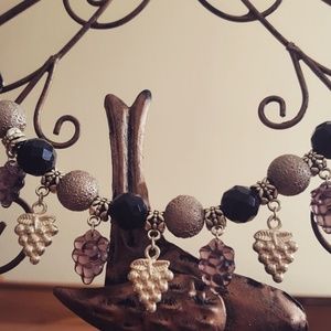 Grape Cluster beaded charm bracelet